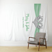 グリーンリボンシルバースワン結婚ズ背景 タペストリー (インサイチュ(横))