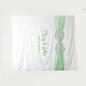 グリーンリボンダイヤモンドインフィニティ結婚の背景 タペストリー (正面(横))