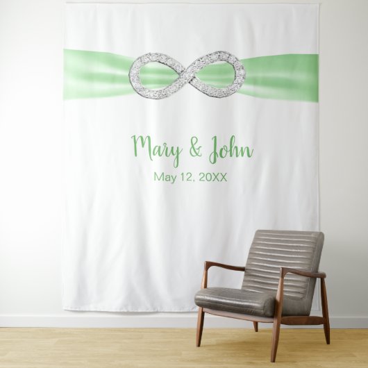 グリーンリボンダイヤモンドインフィニティ結婚の背景 タペストリー (インサイチュ)