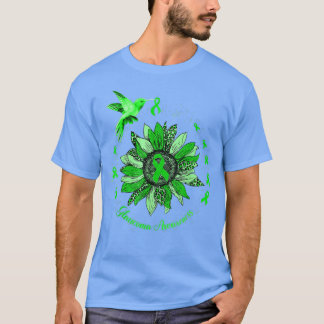 グリーンリボンヒョウひまわり緑内障認識度 Tシャツ