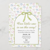 グリーンリボンボウベビーシャワー招待状 招待状 (正面/裏面)