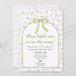 グリーンリボンボウベビーシャワー招待状 招待状