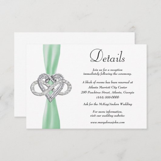 グリーンリボン無限ハート結婚の詳細 エンクロージャーカード (正面/裏面)