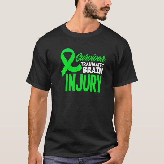 グリーンリボン生存者外傷性脳損傷を認識 Tシャツ (正面)