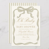 グリーンリボン男女兼用赤ちゃんシャワー 招待状