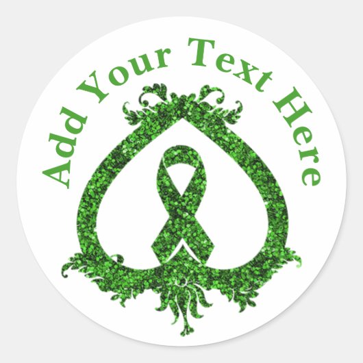 グリーンリボン精神保健癌認識度 ラウンドシール (正面)