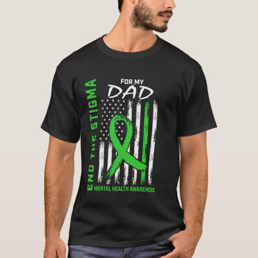 グリーンリボン精神衛生意識向上グッズ 父の日 アメリカ Tシャツ (正面)