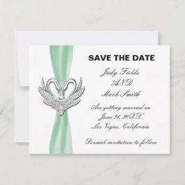 グリーンリボン シルバースワン Save The Date カード