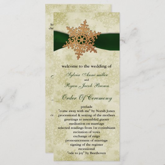 グリーンリボン、素朴なスノーフレーク プログラム (正面/裏面)