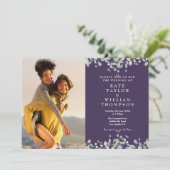 グリーンリリーシックフラワー2枚の写真の結婚式 招待状 (スタンド正面)