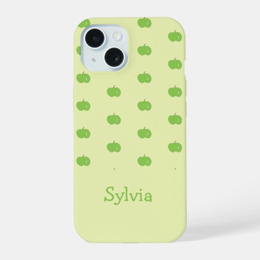 グリーンリンゴ模様モノグラム iPhone 15ケース (裏面)