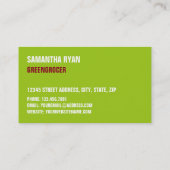 グリーンリンゴ、グリーングロサーズ 名刺 (裏面)