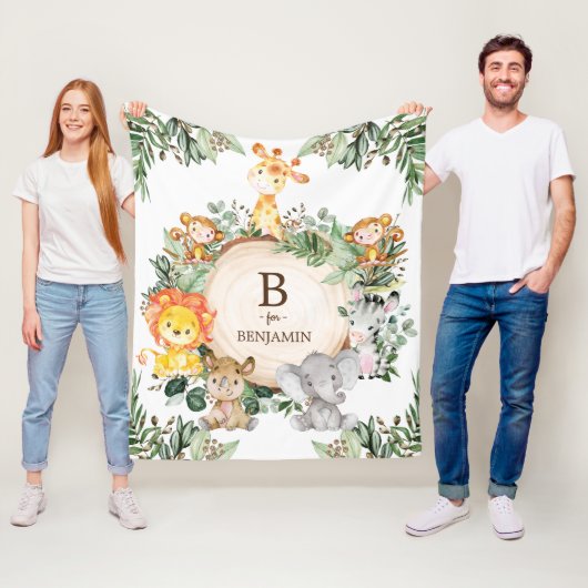 グリーンリーお洒落ワイルドサファリアニマルズ子供部屋 フリースブランケット (インサイチュ)