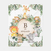 グリーンリーお洒落ワイルドサファリアニマルズ子供部屋 フリースブランケット (正面)