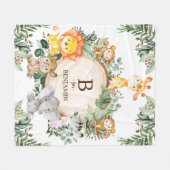 グリーンリーお洒落ワイルドサファリアニマルズ子供部屋 フリースブランケット (正面(横))