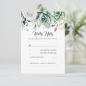 グリーンリーと金ゴールドウェディングRSVP 出欠カード (スタンド正面)