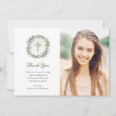 グリーンリーと金ゴールドクロス | 写真の確認 サンキューカード (正面)