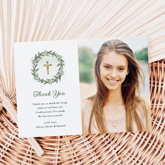 グリーンリーと金ゴールドクロス | 写真の確認 サンキューカード