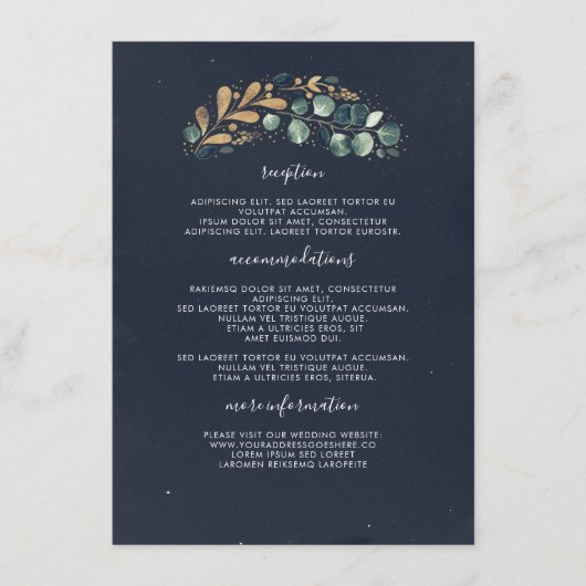 グリーンリーと金ゴールドブルー結婚ズ情報ゲスト エンクロージャーカード (正面)