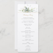 グリーンリーと金ゴールド結婚の式プログラム 招待状 (裏面)