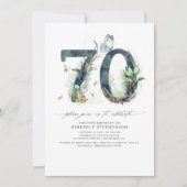 グリーンリーと金ゴールド70誕生日招待状 招待状 (正面)