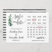 グリーンリーはカレンダーのミニマル結婚リスト 招待状 (正面/裏面)