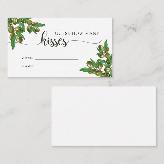 グリーンリーは何人のキスブライダルシャワーゲームを推測 エンクロージャーカード (正面/裏面)