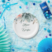 グリーンリーアンドピンクローズ庭園の結婚式 ペーパープレート (パーティー)