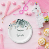 グリーンリーアンドピンクローズ庭園の結婚式 ペーパープレート (パーティー)