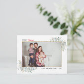 グリーンリーウィンタークリスマスフォトコラージュホリデイ ポストカード (スタンド正面)