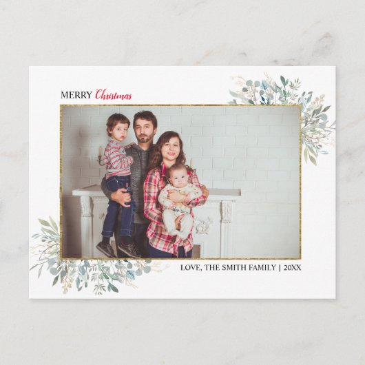 グリーンリーウィンタークリスマスフォトコラージュホリデイ ポストカード (正面)