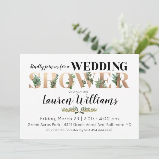 グリーンリーウェディングシャワー招待状 招待状 (スタンド正面)