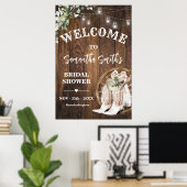 グリーンリーウエスタンウェルカム女性のカーボーイブライダルシャワー ポスター (ホームオフィス)