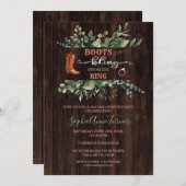 グリーンリーウエスタンブーツ&きらきら光るバチェロレッテ 招待状 (正面/裏面)