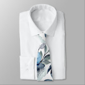 グリーンリーウォーターカラーネイビーブルーフローラパッテン ネクタイ (タイ)