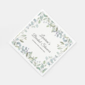 グリーンリーウォーター色フローラブライダルシャワー スタンダードランチョンナプキン (角)