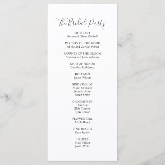 グリーンリーウォーター色フローラ結婚式 プログラム (裏面)