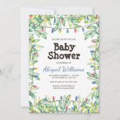 グリーンリーウッドランドガーデンパーティーベイビーシャワーインビタット 招待状 (正面)