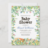 グリーンリーウッドランドガーデンパーティーベイビーシャワー 招待状 (正面)