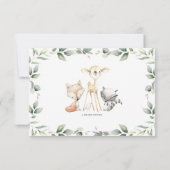 グリーンリーウッドランド動物新生児ボーイフォト誕生 案内状 (裏面)