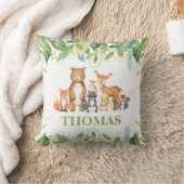 グリーンリーウッドランド動物誕生統計ボーイ子供部屋 クッション (ブランケット)