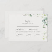 グリーンリーエレガンスクリームウェディングRSVP 出欠カード (正面/裏面)