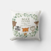 グリーンリーエレガントウッドランド誕生統計ボーイ子供部屋 クッション (正面)