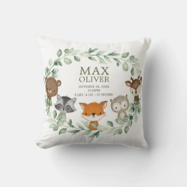 グリーンリーエレガントウッドランド誕生統計ボーイ子供部屋 クッション