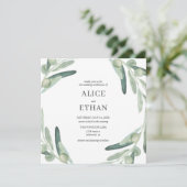 グリーンリーエレガントオリーブ結婚式招待状 招待状 (スタンド正面)