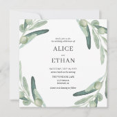 グリーンリーエレガントオリーブ結婚式招待状 招待状 (正面)