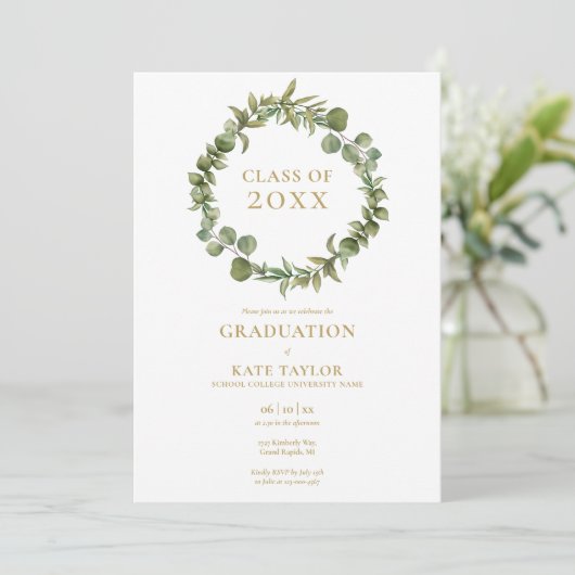 グリーンリーエレガントガーランド写真卒業パーティー 招待状 (スタンド正面)