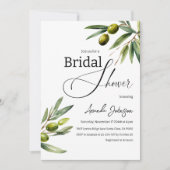 グリーンリーエレガントセージグリーンオリーブブライダルシャワー 招待状 (正面)