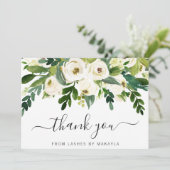 グリーンリーエレガントビジネスホワイトフローラ サンキューカード (スタンド正面)