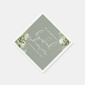 グリーンリーエレガントフローラセージグリーンブライダルシャワー スタンダードカクテルナプキン (角)